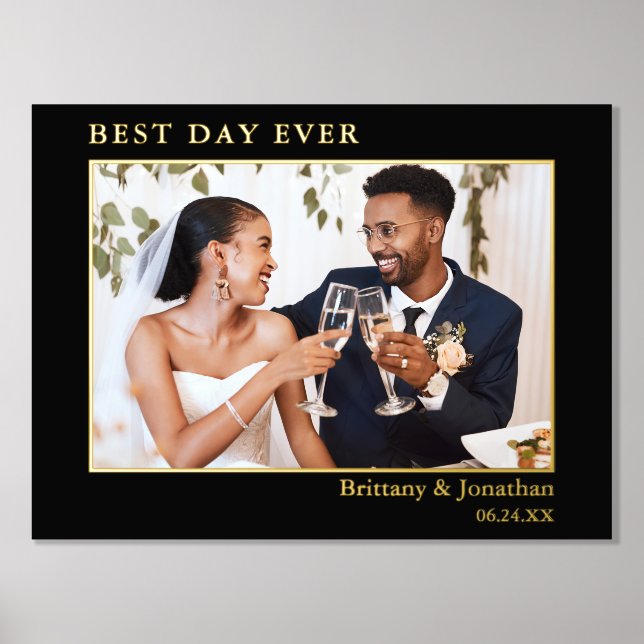 Modernes Minimalistisches Best Day Ever Wedding Fo Foliendrucke (Vorderseite)