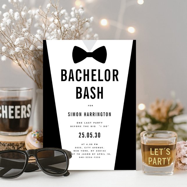 Modernes Minimalistisches Big Bold Bachelor Bash P Einladung (Modern Minimalist Big Bold Bachelor Bash Party Invitation)