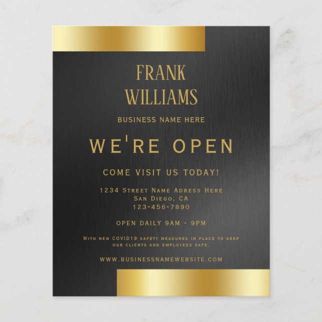 Modernes Minimalistisches Black and Gold Corporate Flyer (Vorne)