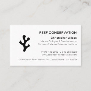 Modernes Minimalistisches Black Coral Reef Tauchen Visitenkarte