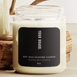 Modernes Minimalistisches Black Packaging Candle J Quadratischer Aufkleber