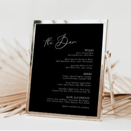Modernes Minimalistisches Black Wedding Bar Menu