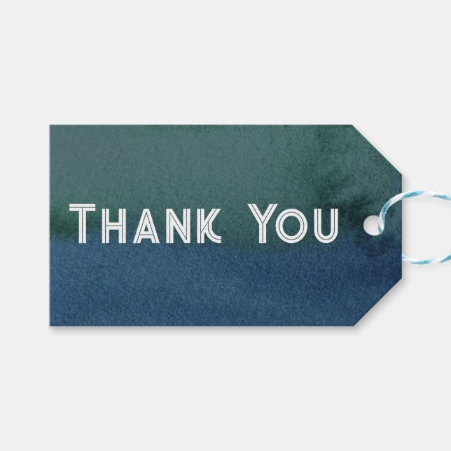 Modernes Minimalistisches Blau Aquamarin Geschenkanhänger (Vorderseite (Horizontal))