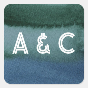 Modernes Minimalistisches Blau Aquamarin Quadratischer Aufkleber