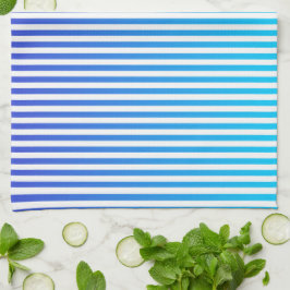 Modernes Minimalistisches Blau Türkis Ombre Streif Geschirrtuch