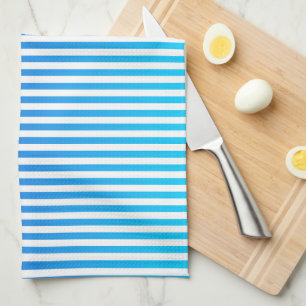 Modernes Minimalistisches Blau Türkis Ombre Streif Geschirrtuch