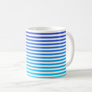 Modernes Minimalistisches Blau Türkis Ombre Streif Kaffeetasse