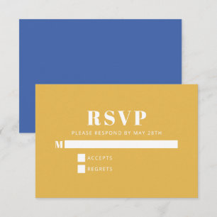 Modernes Minimalistisches Blau und Gelb RSVP Karte