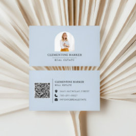 Modernes, minimalistisches, blaues Foto Visitenkarte