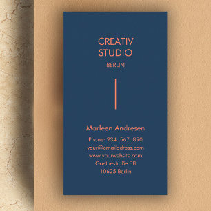 Modernes Minimalistisches Blaues Orange Visitenkarte