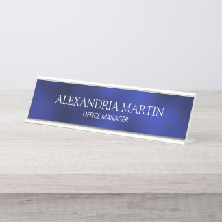 Modernes Minimalistisches Blue Job Name Name Türze Schreibtischnamensplakette
