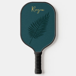 Modernes Minimalistisches Blue Palm Leaf Monogram Pickleball Schläger