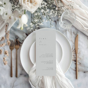 Modernes, Minimalistisches Blue Wedding Flat Menu Menükarte