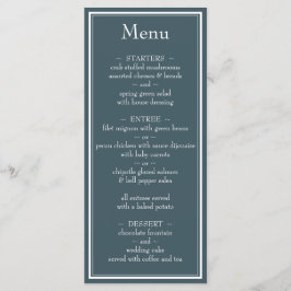 Modernes Minimalistisches Blue Wedding Menu an der Menükarte