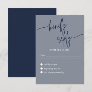 Modernes Minimalistisches Blue Wedding RSVP Begleitkarte