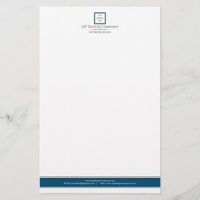 Modernes Minimalistisches Blue-White-Logo-Geschäft Briefpapier (Vorderseite)