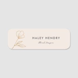 Modernes Minimalistisches Blumengold Namensschild