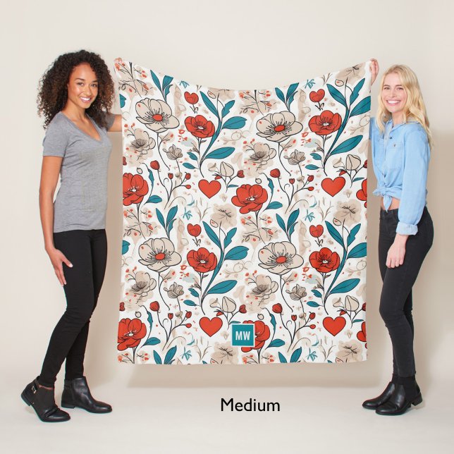 Modernes, minimalistisches Blumenmotiv mit beigem  Fleecedecke (Von Creator hochgeladen)