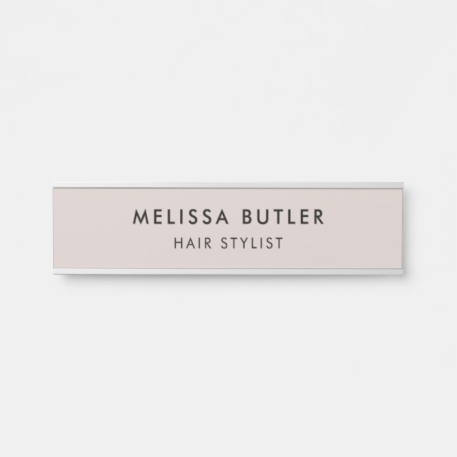 Modernes Minimalistisches Blush Beige Türzeichen Türschild (Vorderseite )