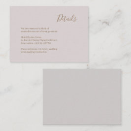 Modernes Minimalistisches Blush Gold Wedding Hotel Begleitkarte