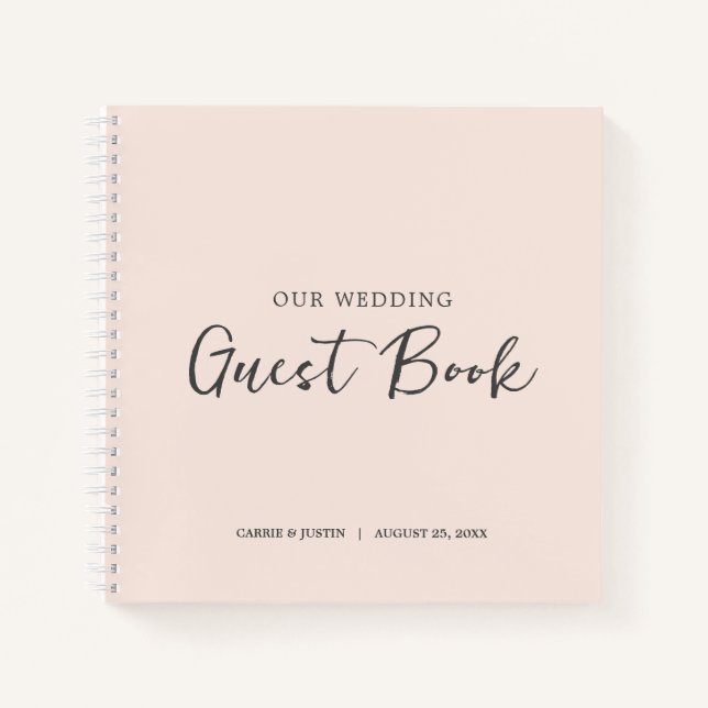 Modernes Minimalistisches Blush Pink Hochzeitshaus Notizbuch (Vorderseite)