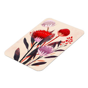 Modernes minimalistisches Boho-Blumen-Botanik Magnet