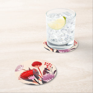 Modernes minimalistisches Boho-Blumen-Motiv Runder Pappuntersetzer