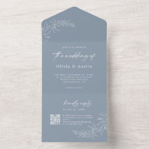 Modernes Minimalistisches Boho Dusty Blue QR Code