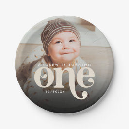 Modernes Minimalistisches Boho Erstes GeburtstagsF Pappteller