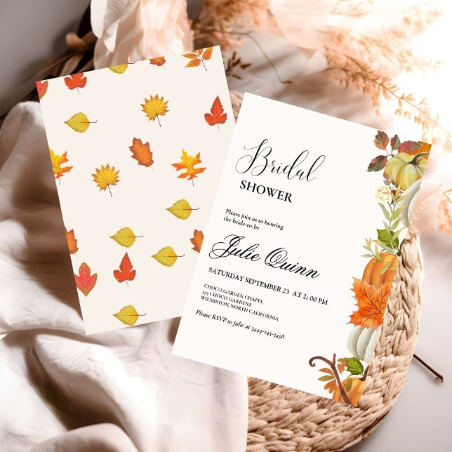 Modernes Minimalistisches Boho Fall Pumpkin-Brautp Einladung (Von Creator hochgeladen)