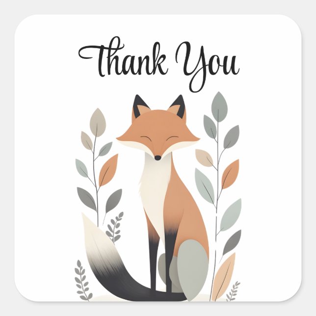 Modernes Minimalistisches Boho Fox Danke, Sticker (Vorderseite)