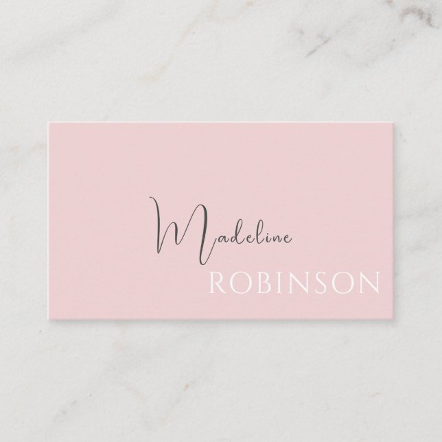 Modernes Minimalistisches Boho Pale Pink-Script Visitenkarte (Vorderseite)