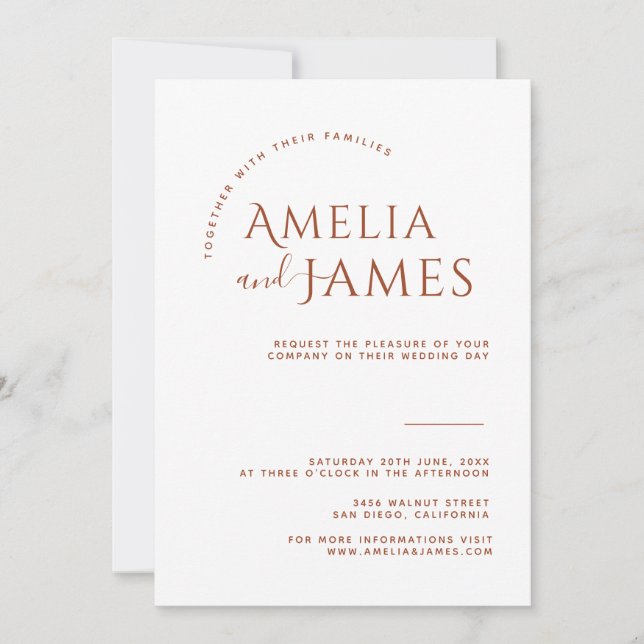 Modernes Minimalistisches Boho Terracotta Foto Hoc Einladung (Vorderseite)