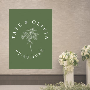 Modernes Minimalistisches botanisches Hochzeitspaa Poster