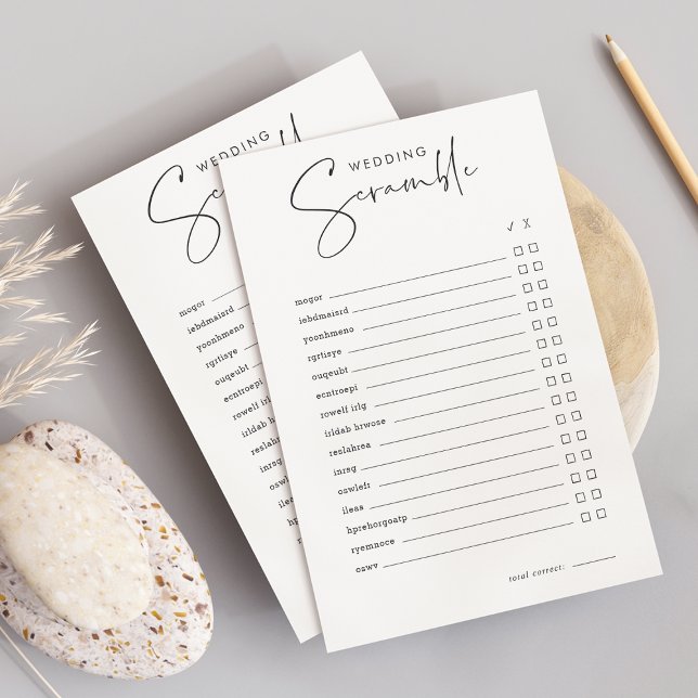 Modernes Minimalistisches Brautparty Word Scramble (Von Creator hochgeladen)