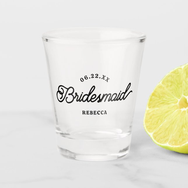 Modernes Minimalistisches Bridesmaid-Shotglas Schnapsglas (Vorderseite)
