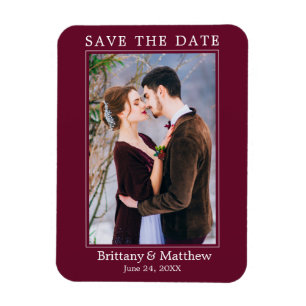 Modernes Minimalistisches Burgund Save the Date Magnet