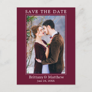 Modernes Minimalistisches Burgund Save the Date Postkarte