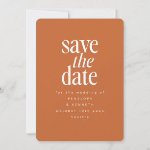 Modernes Minimalistisches Burnt Orange Rost Einfac Save The Date