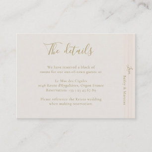 Modernes Minimalistisches Champagne Gold Hotel Det Begleitkarte