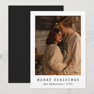 Modernes Minimalistisches Couple Foto Black Christ Feiertagskarte