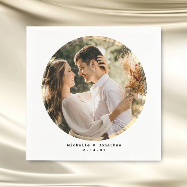 Modernes Minimalistisches Couple Wedding Foto Serviette (Von Creator hochgeladen)