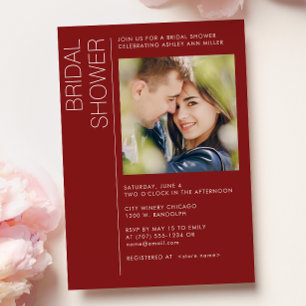 Modernes Minimalistisches Crimson Red Brautparty F Einladung