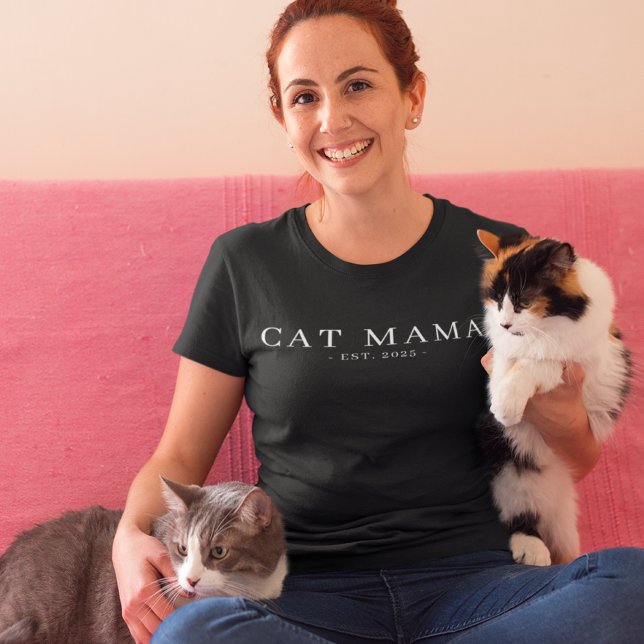 Modernes Minimalistisches Datum der Katze Mama Tri-Blend Shirt (Von Creator hochgeladen)