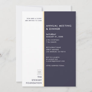 Modernes Minimalistisches Deep Blue Gold Business  Einladung