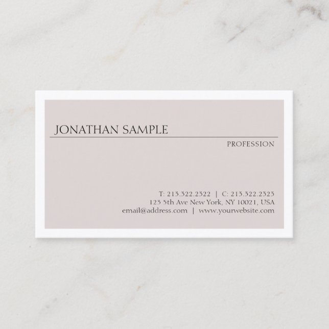 Modernes, Minimalistisches Design Elegante Vorlage Visitenkarte (Vorderseite)