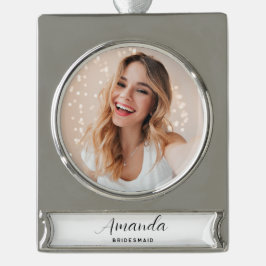 Modernes Minimalistisches Drehbuch Bachelorette Br Banner-Ornament Silber