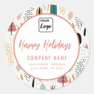 Modernes minimalistisches Drehbuch Happy Holidays Runder Aufkleber