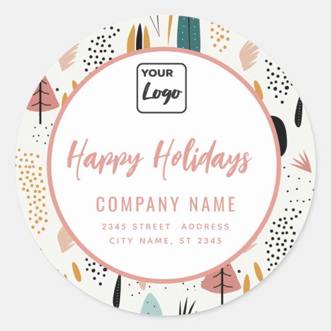 Modernes minimalistisches Drehbuch Happy Holidays  Runder Aufkleber (Vorderseite)