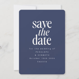 Modernes Minimalistisches Dunkelblau Einfaches Ele Save The Date
